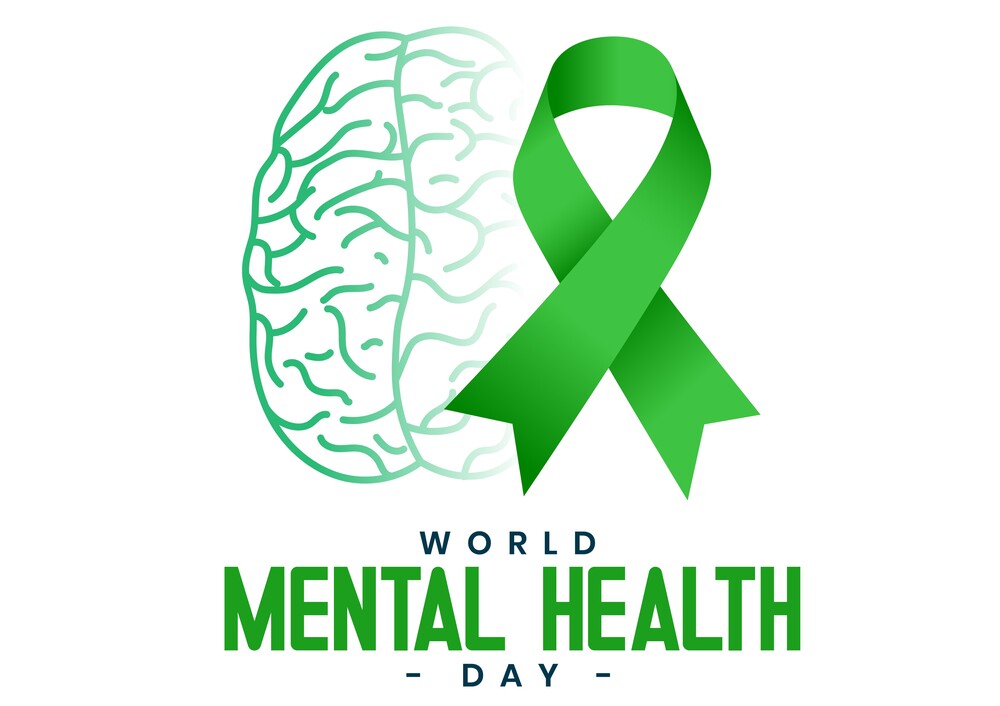 10th october world mental health day poster with human brain design
